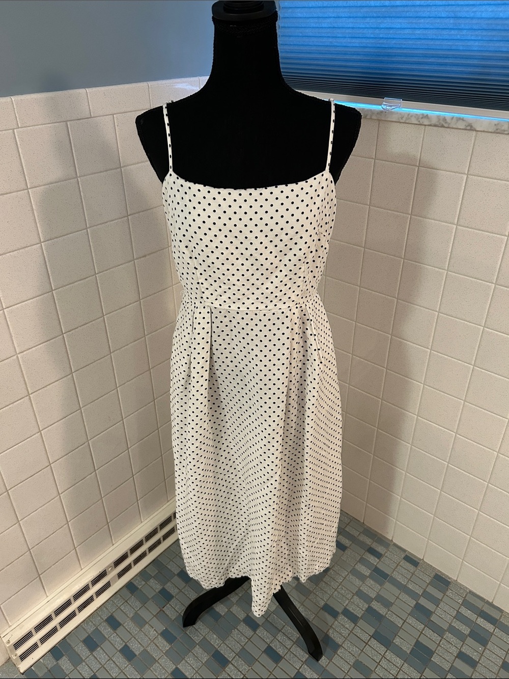 Kate Spade White Polka Dot Spaghetti Strap Midi Dress